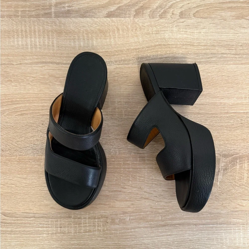 Marsèll Palbo' grained‎ leather black chunky heel sandals women’s Sz 39/9